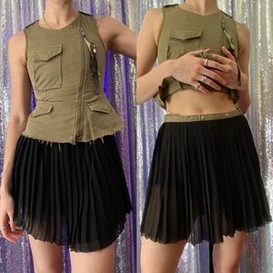 Y2K Diesel 2-piece Convertible Cargo Mini Dress and Vest + Skirt Combo